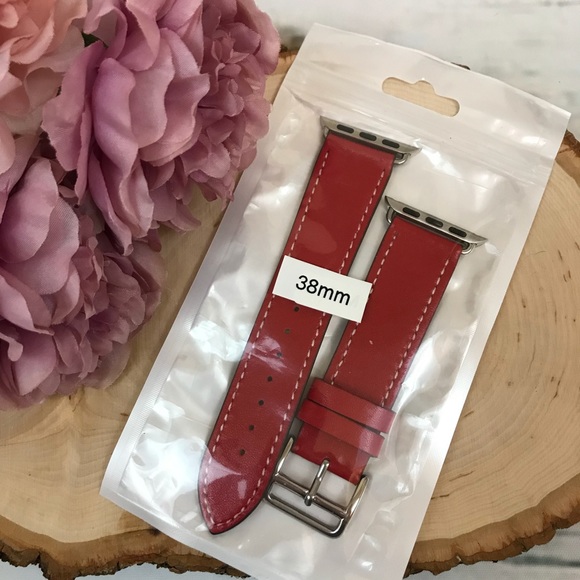 Red Vegan Leather Watchband for Apple Watch - Picture 7 of 7